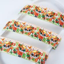 Лента репсовая 25мм "Белочка с листиками" арт.SF-6131 ассорти