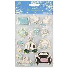Наклейки 3D "Свадьба-12" 11*20см арт.W3D