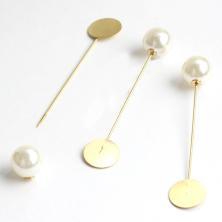 Основа для брошь-иглы 8,0см с бусиной арт.SF-2127 золото-36