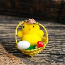 Пасхальный декор "Цыпленок в корзине" 5*5см арт.4559978 желтый