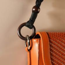 Ручка для сумки вощеный шнур/дерево 48*3см арт.9176938 черный