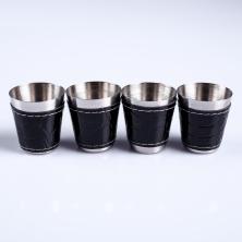 Набор рюмок в черном чехле 4*3,5см 521314 (4шт) (нерж.сталь)