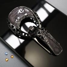 Застежка шубная со стразами арт.1622  т.никель