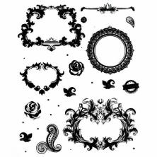 Трансфер декоративный "Рамочки с розочками" 17*25см арт.R-056 черный