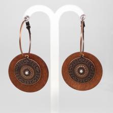 Серьги-кольца 6см "Этно" металл/дерево арт.ИВ-483 медь