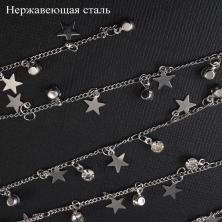 Цепь литая с подвесками из нержавеющей стали панцирное плетение 1,5*2мм арт.ФУ-11926 никель (0,5м)