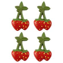 Клубника 23*38мм на липучке полимер арт.7713779 красный/зеленый (4шт)