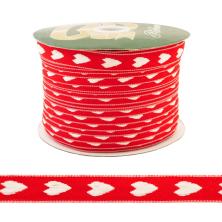 Лента текстиль 10мм арт.29-602 красный/белый (137м)