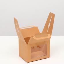 Коробка крафт с окошком и ручкой 10*14*10см арт.7347992