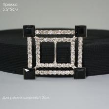 Шлевка металл 57*50/19мм со стразами арт.CKB-7394 серебро
