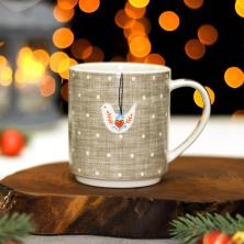 Набор кружек "Елочные игрушки" 340мл 4 предмета+ подставка 11,5*12*28см арт.6342532 фарфор