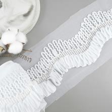 Тесьма на сетке 100мм арт.JL-295 с пайетками белый