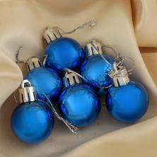 Набор из  6-ти елочных шаров 3см арт.3505656 синий