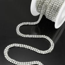 Тесьма-стразы SS16 2 линии стекло 4,0мм арт.5076219 серебро/Crystal