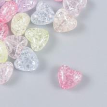 Бусины акрил "Сердце" 10*10*6мм отв-е 1,5мм арт.9129425 ассорти (20гр) (50шт)