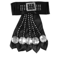Украшение пришивное 120*150мм со стразами  и пряжкой "Бант" арт.CTF-3421 черный