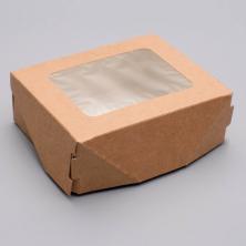 Коробка крафт с окошком 10*8*3,5см арт.14131