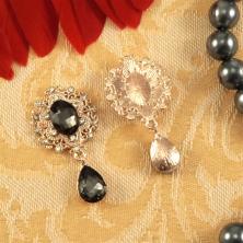 Серединка ювелирная металл 45*24мм арт.SF-4482 золото/т.серый-4