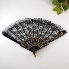 Веер гипюр 23см "Ажурный" арт.ИВ-867 черный