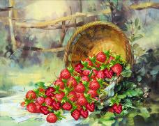 4198 "Клубника" Рисунок на шелке бисером "Матренин Посад" 37*49см