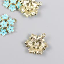 Подвеска "Незабудки" 22*24мм арт.9406655 золото/голубой