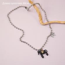 Кулон символ года 2026 "Лошадка" 485см арт.ИВ-866 черный/серебро