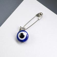 Булавка-оберег "Глазик" 22*20мм арт.ИВ-822 серебро/синий