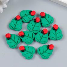 "Божья коровка на листе" 20*15мм арт.7985146 зеленый/красный
