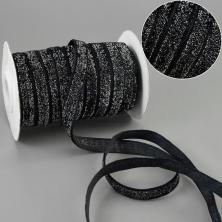 Лента бархатная с люрексом 10мм арт.ФУ-1334 черный-3