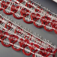 Тесьма металл 22мм арт.6384036 красный/белый