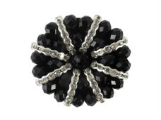 Украшение пришивное 4,5см с камнями стразами и бусинами арт.414 черный