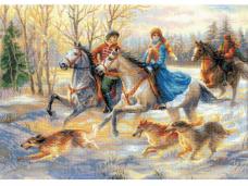 1639 "Русская охота" Набор для вышивания мулине "Риолис" 60*40см