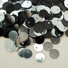 Пайетки двусторонние 6мм арт.7728451 черный/серебро (10гр)