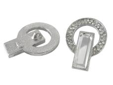 Пуговица со стразами 32мм арт.CHB-0012 серебро