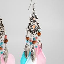 Серьги "Богемия" металл/перо 3*12см арт.ИВ-480 микс