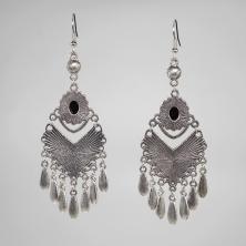 Серьги металл 3*10см арт.ИВ-482 т.серебро/черный