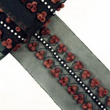 Тесьма с бусинами и стразами 80мм арт.MLS-1006