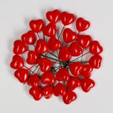 Сердечки на проволоке 25*24/90мм арт.10547416 красный (30шт)