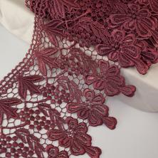 Кружево гипюр 210мм арт.LA-5926 св.бордовый