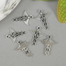 Подвеска "Кадуцей" 22*17мм арт.FP2033 серебро