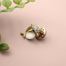 Брошь "Дельфин" со стразами 15*20мм арт.D-0790091 золото