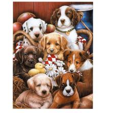 "Щенки 5D" 32*42см арт.0489 LT Картина стразами на подрамнике