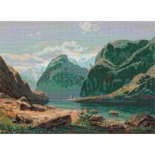 "Золотая серия" GTG/ГДГ-7097 "Озеро в горах Швейцарии" Набор для вышивания мулине 35*24см