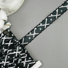 Тесьма на сетке 23мм арт.1447 черный/серебро