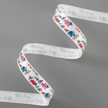 Лента атласная 12мм арт.ALP-124 A4/001 звери/белый