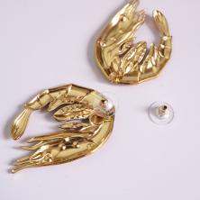 Серьги со страз. "Креветки" 3*4см металл нерж.сталь арт.ИВ-1030 зол.