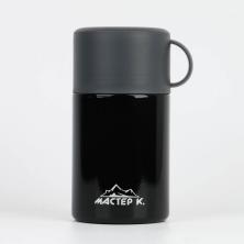 Термос 550мл с ложкой  и кружкой арт.5131577 черный