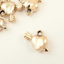 Подвеска пластик под металл "Сердце со стрелой" 14*19мм арт.7812448 золото