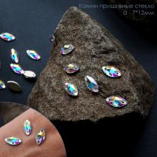 Камни пришивные стекло "Лодочка" 7*12мм арт.ФУ-6959 Crystal АВ