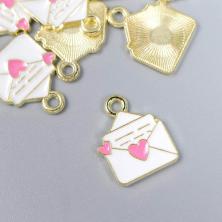 Подвеска "Любовное письмо" эмаль 16*12мм арт.7356092 золото/микс